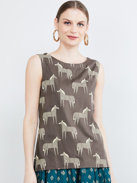 

max Women Grey Printed Top