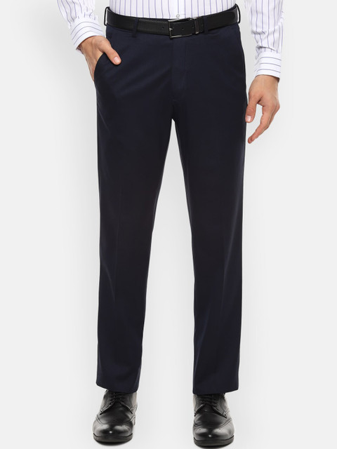 

Van Heusen Men Navy Blue Regular Fit Solid Formal Trousers