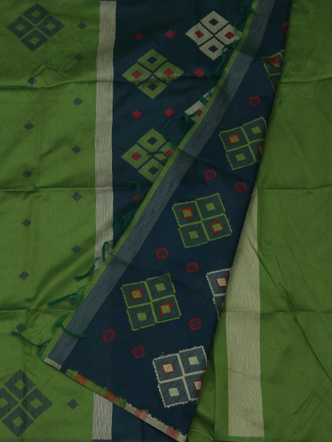 

Pothys Green & Blue Jute Silk Woven Design Saree