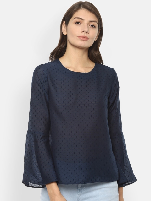 

Van Heusen Woman Women Navy Blue Self Design Top