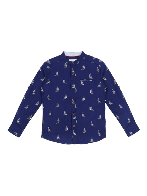 

Pantaloons Junior Boys Blue Regular Fit Printed Casual Shirt