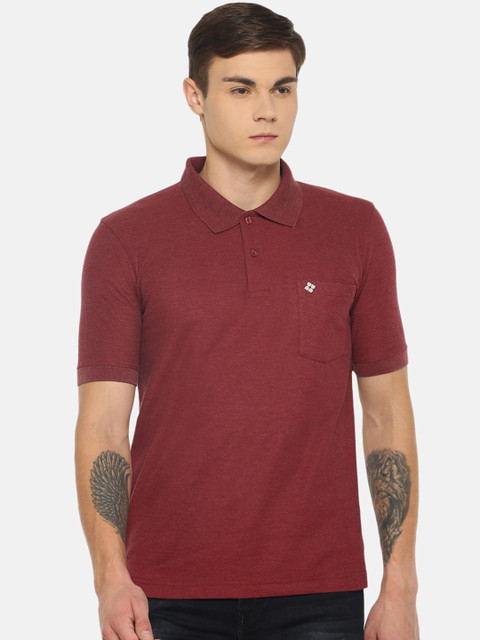 

Dollar Men Maroon Solid Polo Collar T-shirt