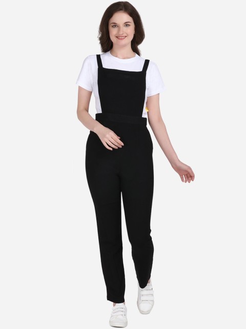 

Yuvraah Women Black & White Solid Dungarees with T shirt