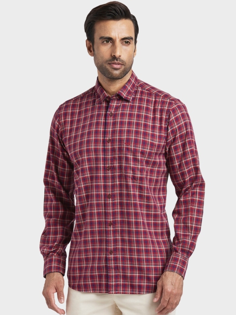 

ColorPlus Men Orange & Blue Regular Fit Checked Casual Shirt