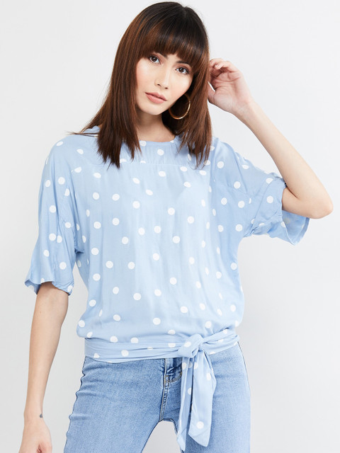 

max Women Blue Printed Top