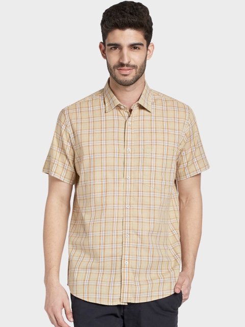 

ColorPlus Men Beige Tailored Fit Checked Casual Shirt