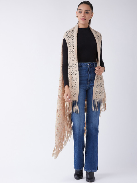 

InWeave Women Beige Self Design Front-Open Sweater