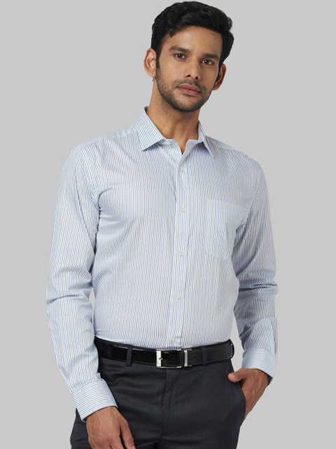 

Park Avenue Men Blue Regular Fit Striped Formal Shirt