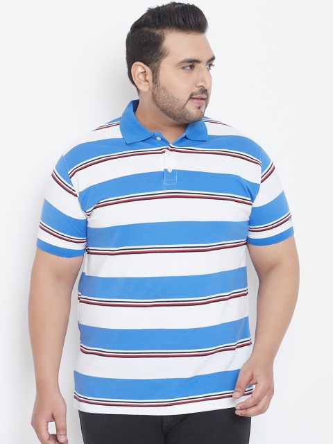 

bigbanana Men Blue Striped Polo Collar T-shirt
