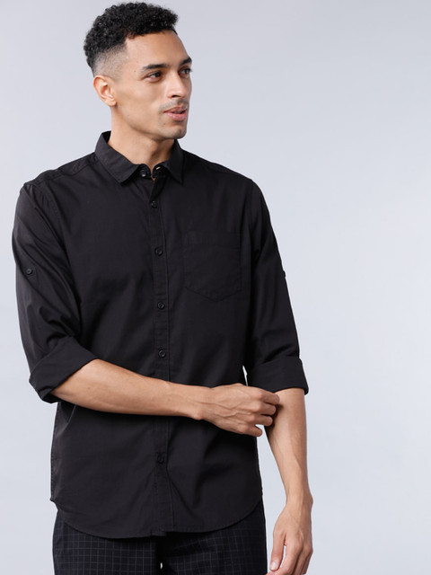

HIGHLANDER Men Black Slim Fit Solid Casual Shirt