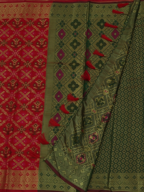 

Pothys Red & Green Jute Silk Woven Design Saree