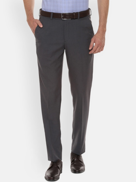 

Louis Philippe Men Grey Tapered Fit Solid Formal Trousers