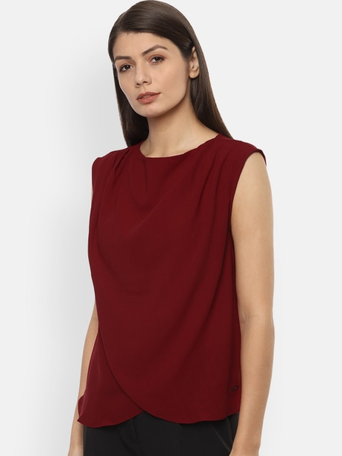 

Van Heusen Women Maroon Self Design Top