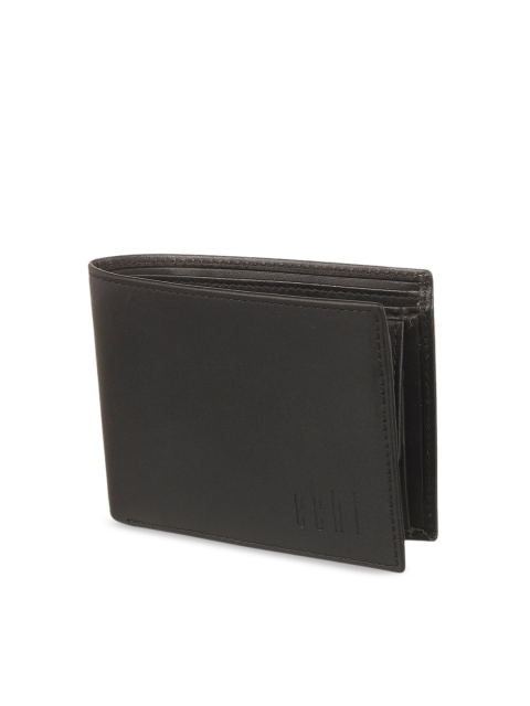 

echt Women Black Solid Leather Two Fold Wallet