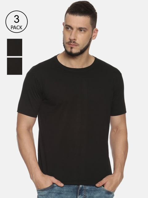 

IVOC Men Black Solid Round Neck T-shirt