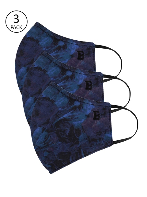 

Bene Kleed Unisex Navy Blue Printed 3 Pcs 5-Ply Reusable Cloth Masks