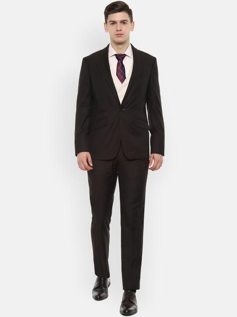 

Louis Philippe Men Brown Solid Slim-Fit Single-Breasted Formal Three-Piece Suit