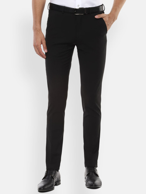 

Louis Philippe Men Black Slim Fit Solid Formal Trousers