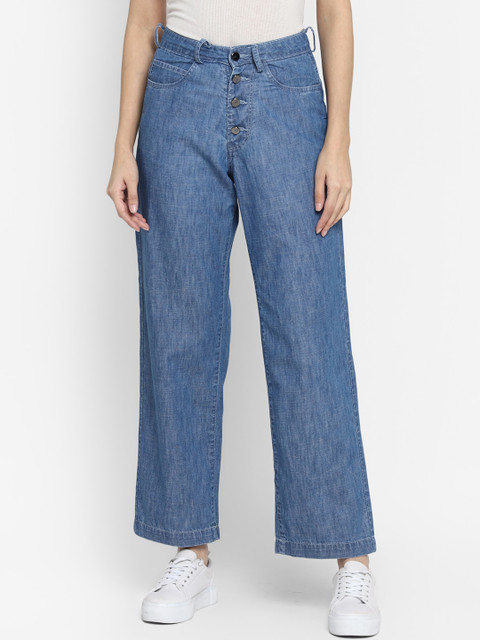 

FOSH Women Blue Smart Regular Fit Solid Regular Trousers
