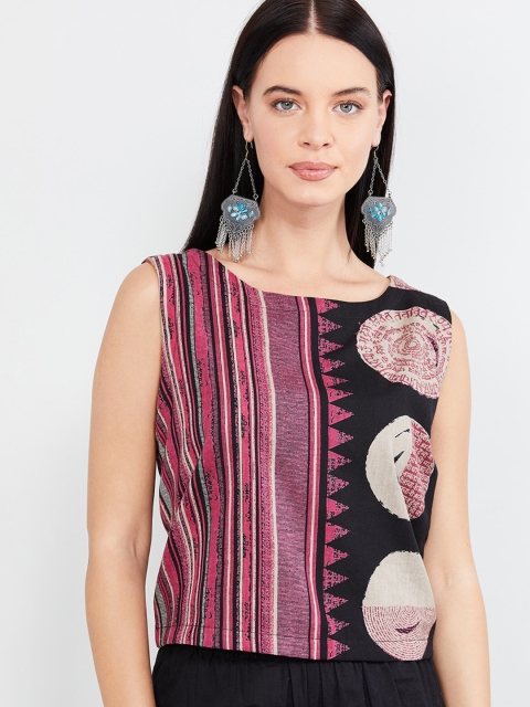 

max Women Pink & Black Printed Top