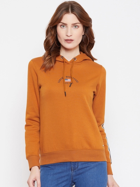 

Octave Women Mustard Brown Printed Hooded Sweatshirt