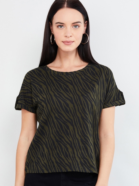 

max Women Olive Green Printed Top