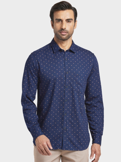 

ColorPlus Men Blue & Brown Regular Fit Printed Casual Shirt