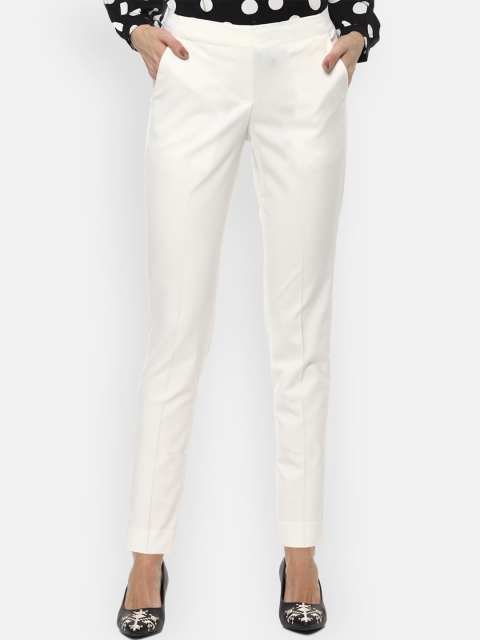 

Van Heusen Women Cream Skinny Fit Solid Regular Trousers