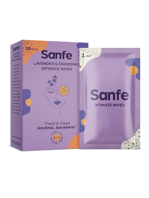 

Sanfe Set of 10 Lavender & Chamomile Intimate Wipes