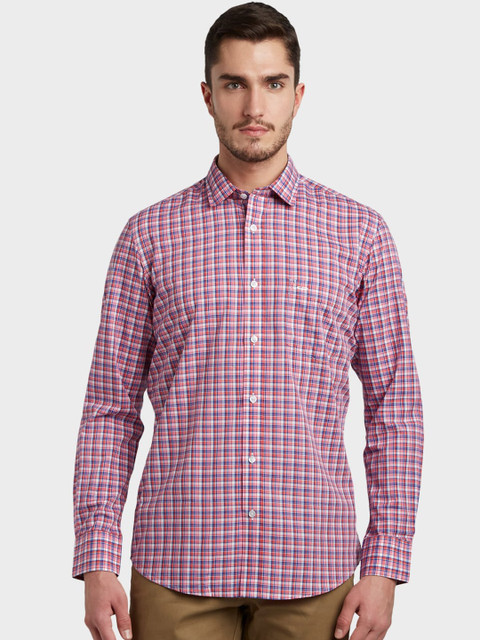 

ColorPlus Men Red & Off-White Tailored Fit Checked Casual Shirt