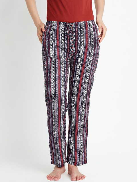 

Dreamz by Pantaloons Women Navy Blue & White Printed Lounge Pants