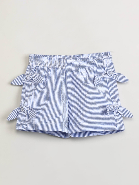

max Girls Blue Striped Regular Fit Regular Shorts