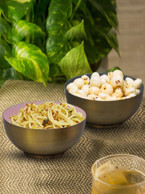 

nestroots Set Of 2 Metallic Serving Bowl, Grey