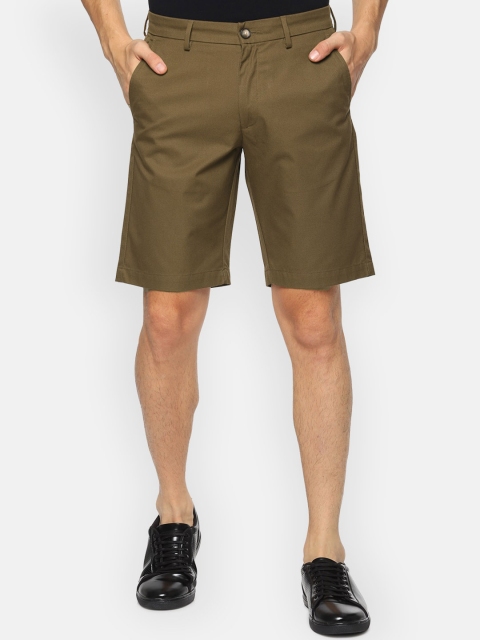 

V Dot Men Olive Green Solid Regular Fit Regular Shorts