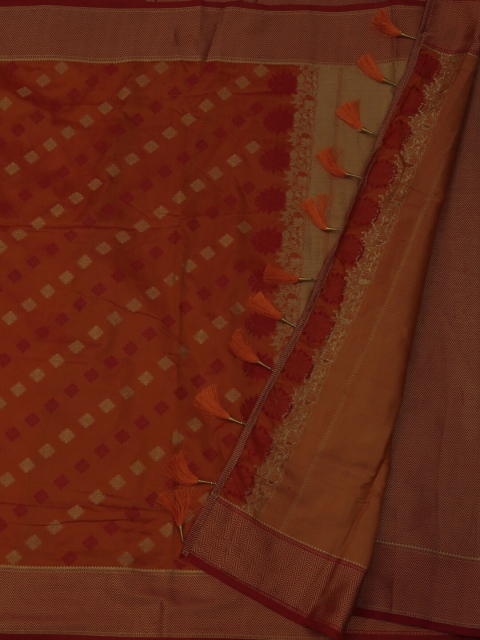 

Pothys Orange Woven Design Jute Silk Saree