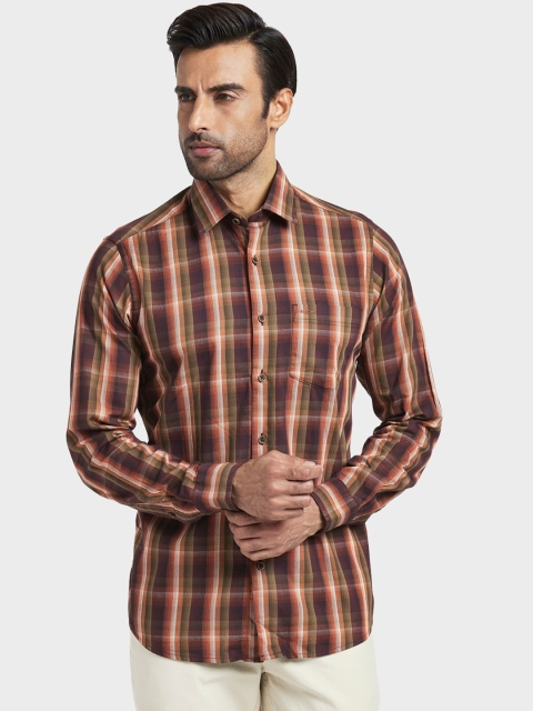 

ColorPlus Men Brown Regular Fit Checked Casual Shirt