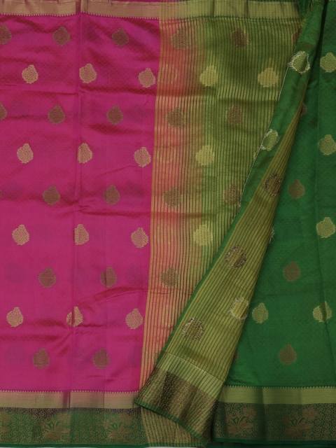 

Pothys Magenta & Green Jute Silk Woven Design Saree
