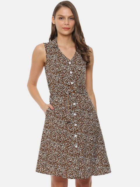 

Van Heusen Women Brown Printed Shirt Dress