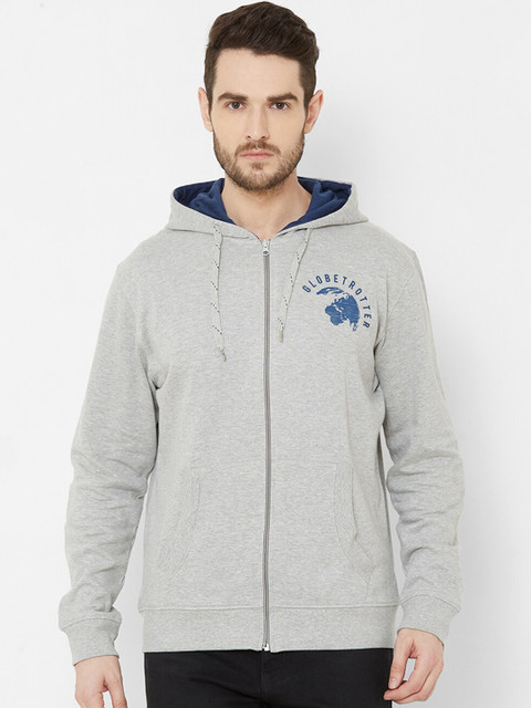 

Zeel Men Grey Melange Solid Hooded Sweatshirt