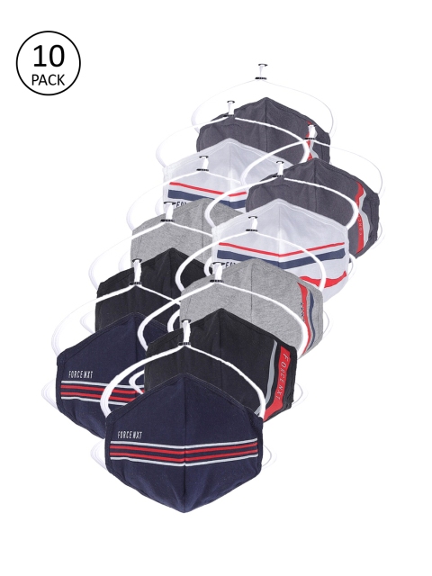 

Force NXT Men 10 Pcs Reusable 3-Ply Anti Viral Cloth Masks, Grey
