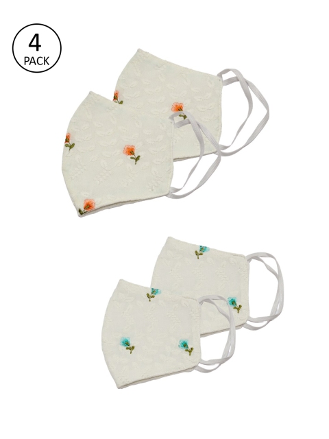 

Bellofox Women Pack Of 4 White 3 Ply Reusable Cloth Masks