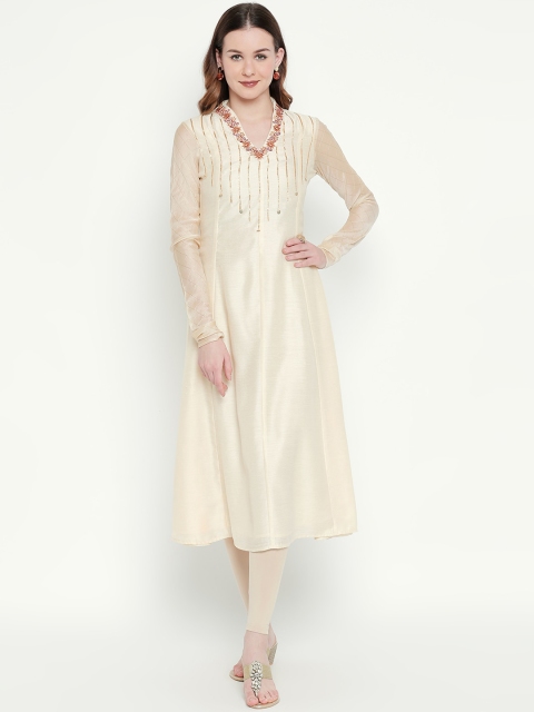 

Lobaanya Women Off-White Yoke Design Anarkali Kurta