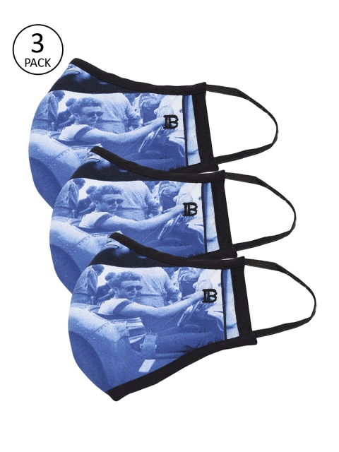 

Bene Kleed Pack Of 3 Blue Printed 5-Ply Reusable Protective Outdoor Masks