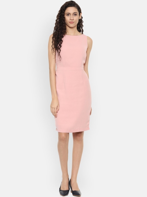 

Van Heusen Woman Peach-Coloured Solid Sheath Dress