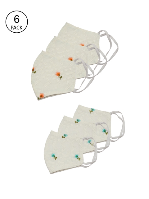 

Bellofox Women 3 Pcs Floral Embroidered Reusable 3-Ply Elana and Ariana Cloth Masks, White