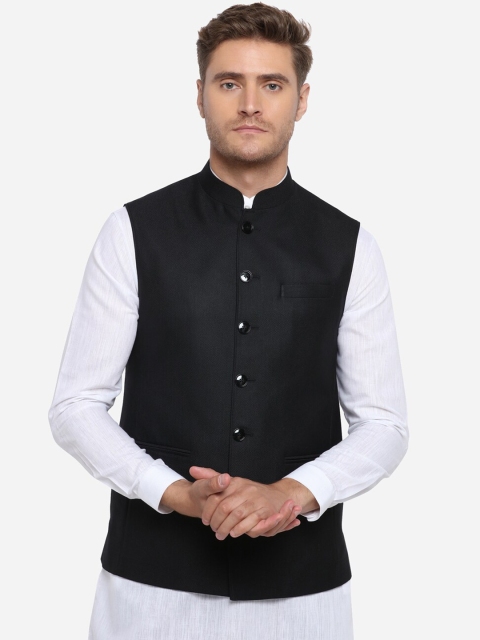 

JADE BLUE Men Black Solid Corduroy Modi Jacket