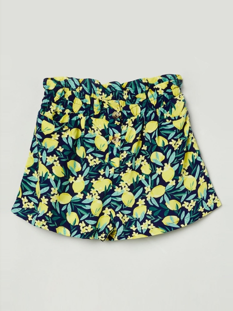 

max Girls Blue Printed Regular Fit Regular Shorts
