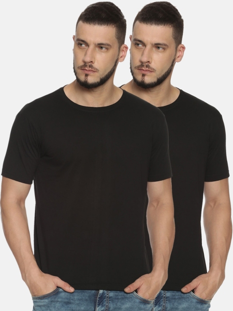 

IVOC Men Black Pack Of 2 Solid Round Neck T-shirt