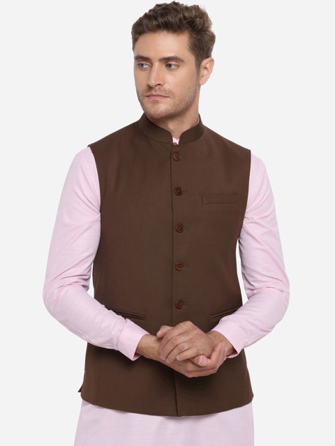 

JADE BLUE Men Brown Solid Corduroy Modi Jacket