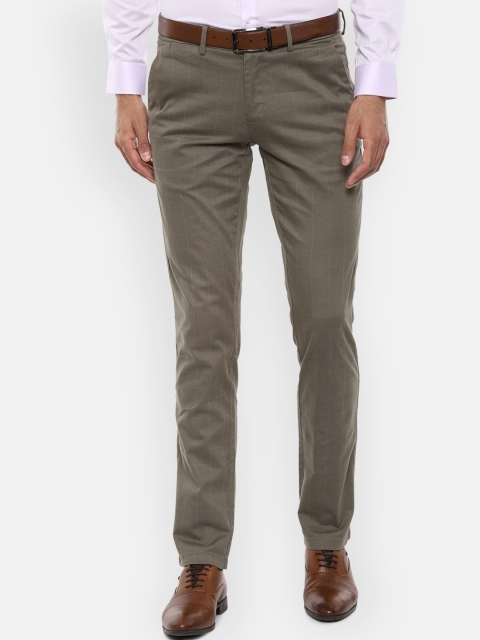 

Van Heusen Men Beige Slim Fit Checked Formal Trousers